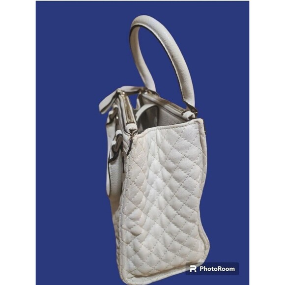 Guess White Vegan Leather Handbag Double Zipper Purse EST. 1982 LA - Picture 2 of 14